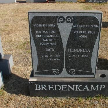 BREDENKAMP Jack 1932-1998 &amp; Hendrina 1936-