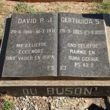 BUSON David R. J., du 1916-1971 &amp; Gertruida S. 1925-2003