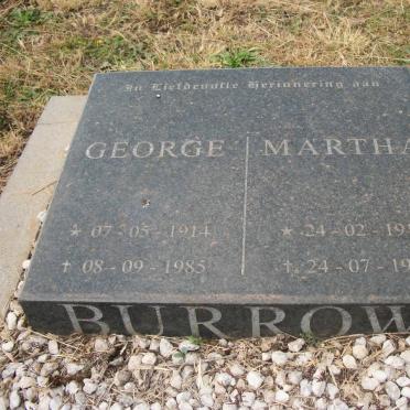 BURROW George 1914-1985 &amp; Martha 1913-1998