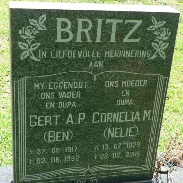 BRITZ Gert A.P. 1917-1992 &amp; Cornelia M. 1929-2005