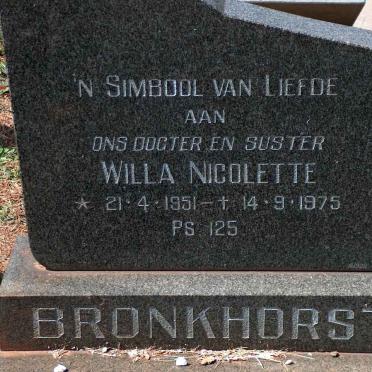 BRONKHORST Willa Nicolette 1951-1975