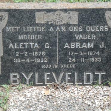 BYLEVELDT Abram J. 1874-1933 &amp; Aletta C. 1876-1932