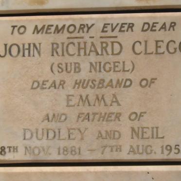 CLEGG John Richard 1881-1952