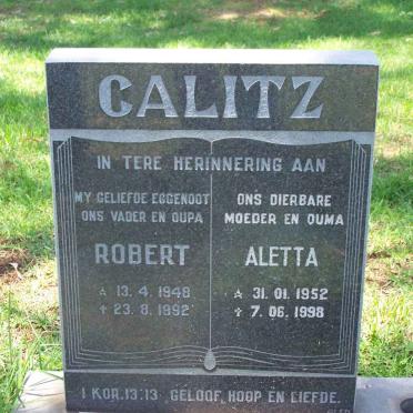 CALITZ Robert 1948-1992 &amp; Aletta 1952-1998
