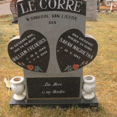 CORRE William Frederick 1946-2002, le &amp; Sarah Magrietha 1943-