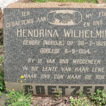 COETZER Hendrina Wilhelmina nee NORDJE 1926-1954