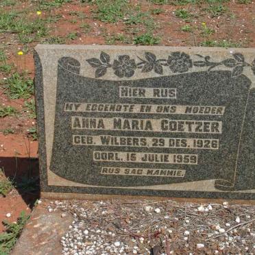 COETZER Anna Maria nee WILBERS 1926-1959