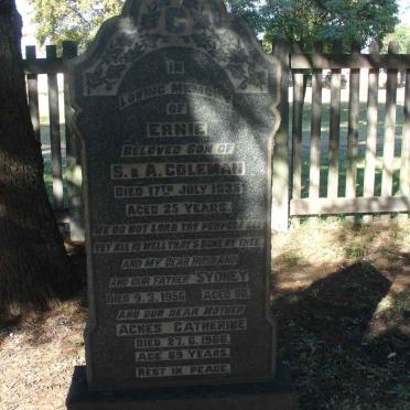 COLEMAN Sydney -1956 &amp; Agnes Catherine -1966 :: COLEMAN Ernie - 1935