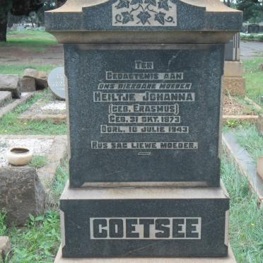 COETSEE Heila Johanna nee ERASMUS 1873-1943