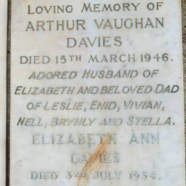 DAVIES Arthur Vaughan -1946 &amp; Elizabeth Ann -1954