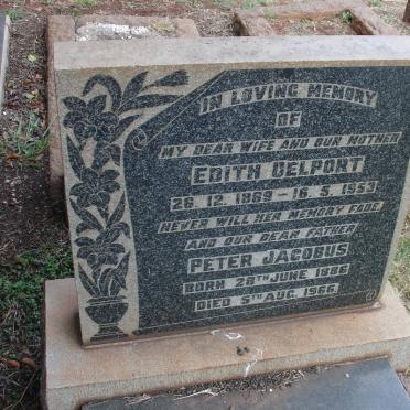 DELPORT Peter Jacobus 1886-1966 &amp; Edith 1889-1953