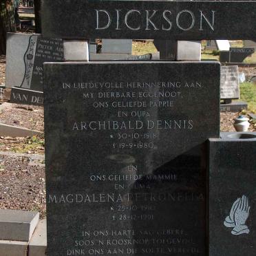 DICKSON Archibald Dennis 1918-1980 &amp; Magdalena Petron? 1910-1991
