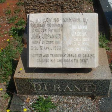 DURANT John Johannes 1911-1963 &amp; Johanna Jacoba 1921-2005