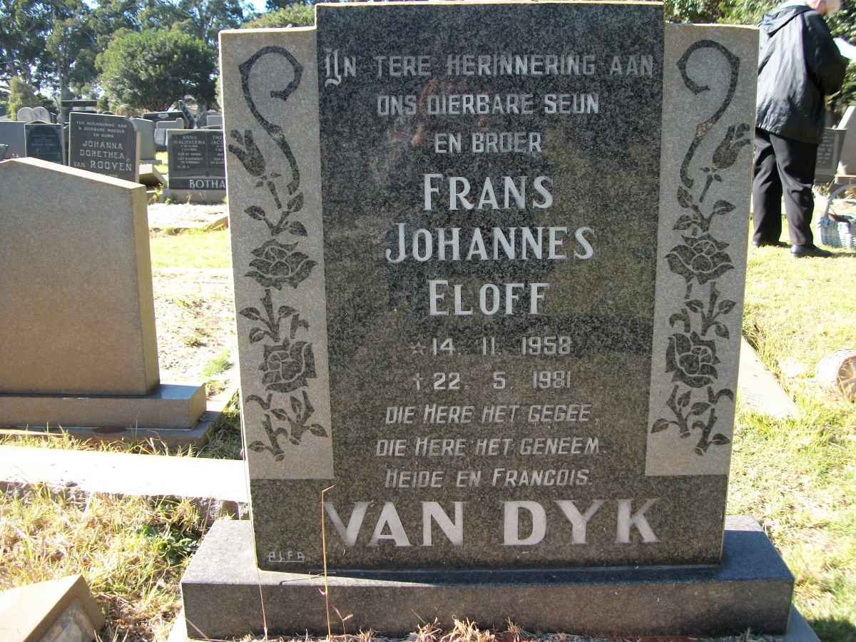 DYK Frans Johannes Eloff, van 1958-1981