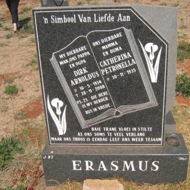 ERASMUS Dirk Arnoldus 1934-2008 Catherine Petronella 1935-