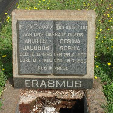 ERASMUS Andries Jacobus 1890-1966 &amp; Gesina Sophia 1905-1966