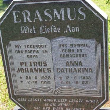 ERASMUS Petrus Johannes 1928-1992 &amp; Anna Catharina 1933-2011