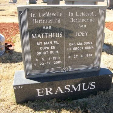 ERASMUS Mattheus 1917-20056 &amp; Joey 1924-