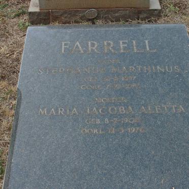FARRELL Stephanus Marthinus 1897-1973 &amp; Maria Jacoba Aletta 1904-1976