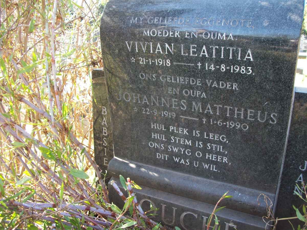 FOUCHE Johannes Mattheus 1919-1990 &amp; Vivian Leatitia 1918-1983