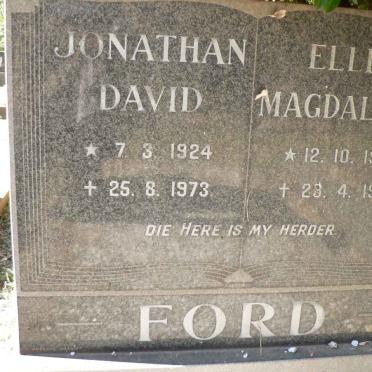 FORD Jonathan David 1924-1973 &amp; Ellie Magdalena 1924-1980