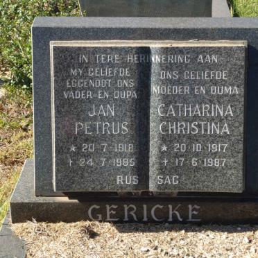 GERICKE Jan Petrus 1918-1985 &amp; Catharina Christina 1917-1987