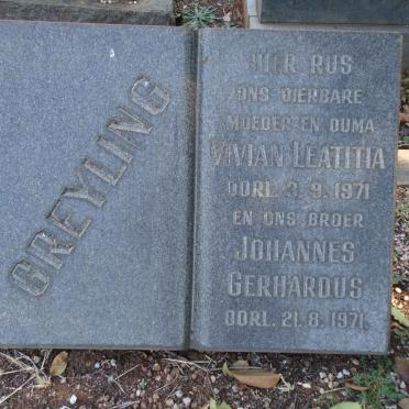 GREYLING Vivian Leatitia -1971 :: GREYLING Johannes Gerhardus -1971