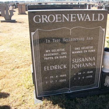 GROENEWALD Eldrick 1946-2005 &amp; Susanna Johanna 1948-2008