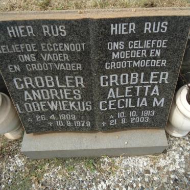 GROBLER Andries Lodewiekus 1909-1979 &amp; Aletta Cecilia M. 1913-2003