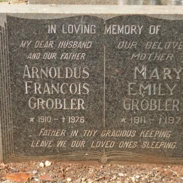 GROBLER Arnoldus Francois Grobler 1910-1976 &amp; Mary Emily 1911-1977