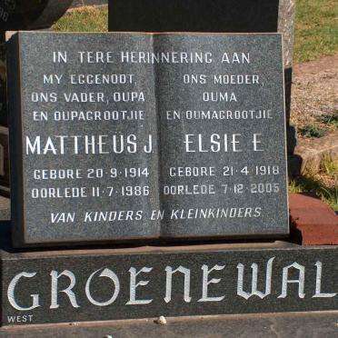 GROENEWALD Matthues J. 1914-1986 &amp; Elsie E. 1918-2005