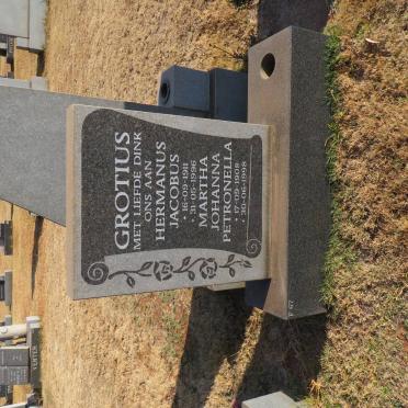 GROTIUS Hermanus Jacobus 1911-1996 &amp; Martha Johanna Petronella 1908-1998