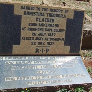 GLAESER Christina Theodora nee ACKERMANN 1857-1937 :: GLAESER Louis Victor Emanuel 1881-1948 