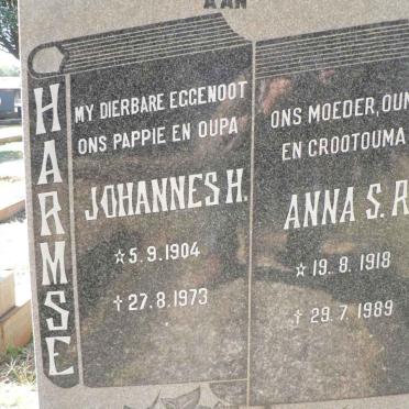 HARMSE Johannes H. 1904-1973 &amp; Anna S.R. 1918-1989