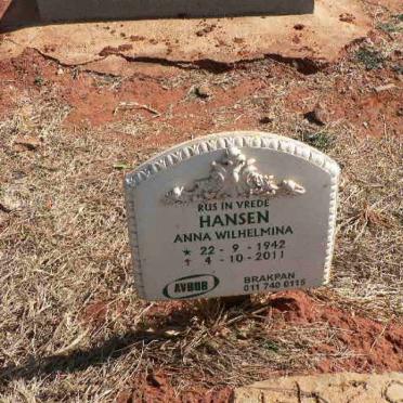 HANSEN Anna Wilhelmina 1942-2011