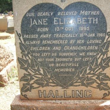 HALLING Jane Elizabeth 1895-1960