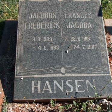 HANSEN Jacobus Frederick 1909-1983 &amp; Frances Jacoba 1918-1987