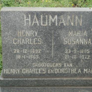 HAUMANN Henry Charles 1892-196? &amp; Maria Susanna 1895-1972