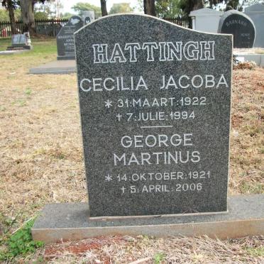 HATTINGH George Martinus 1921-2006 &amp; Cecilia Jacoba 1922-1984