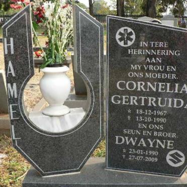 HAMEL Cornelia Gertruida 1967-1990 :: HAMEL Dwayne 1990-2009