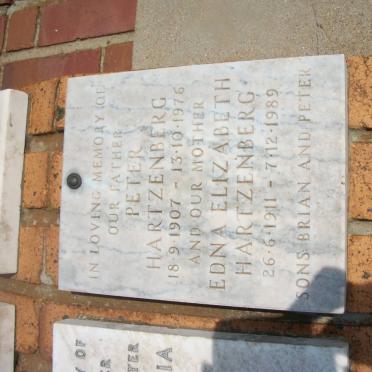 HARTZENBERG  Peter 1907-1976 &amp; Edna Elizabeth 1911-1989