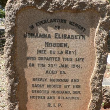 HOBDEN Johanna Elisabeth nee de la REY -1941