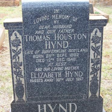 HYND Thomas Houston 1882-1948 &amp; Elizabeth -1957