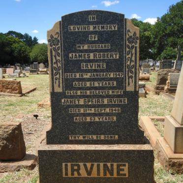 IRVINE James Robert -1947 &amp; Janet Speirs -1948