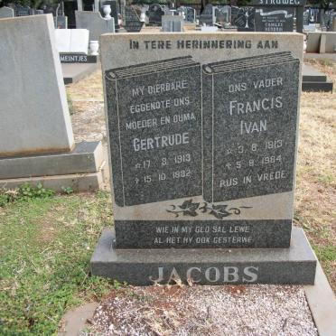 JACOBS Francis Ivan 1913-1984 &amp; Gertrude 1913-1992