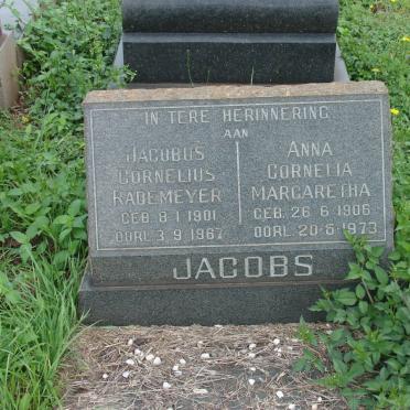 JACOBS Jacobus Cornelius Rademeyer 1901-1967 &amp; Anna Cornelia Margaretha 1906-1973