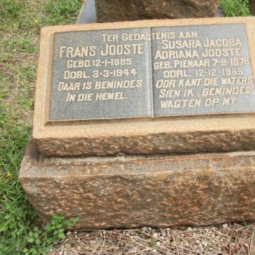 JOOSTE Frans 1885-1944 &amp; Susara Jacoba Adriana PIENAAR 1878-1969