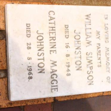 JOHNSTON William Simpson -1948 &amp; Catherine Maggie -1968