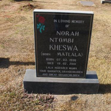 KHESWA Norah Mtombi nee MATLALA 1936-2001
