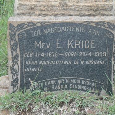 KRIGE E 1875-1959